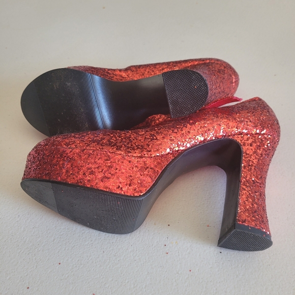 Red Glitter Platforms Mary Jane Shoes for Women's Size 7/7.5 - Picture 5 of 9